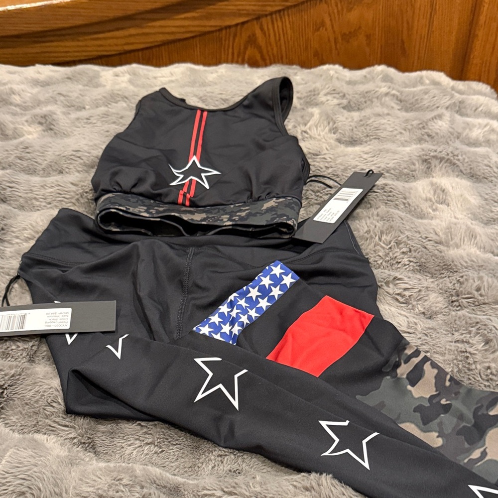 Black Star Noli Athletic Set with Red and Blue Accents